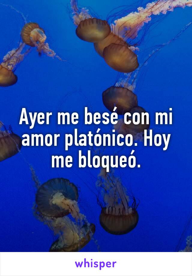 Ayer me besé con mi amor platónico. Hoy me bloqueó.