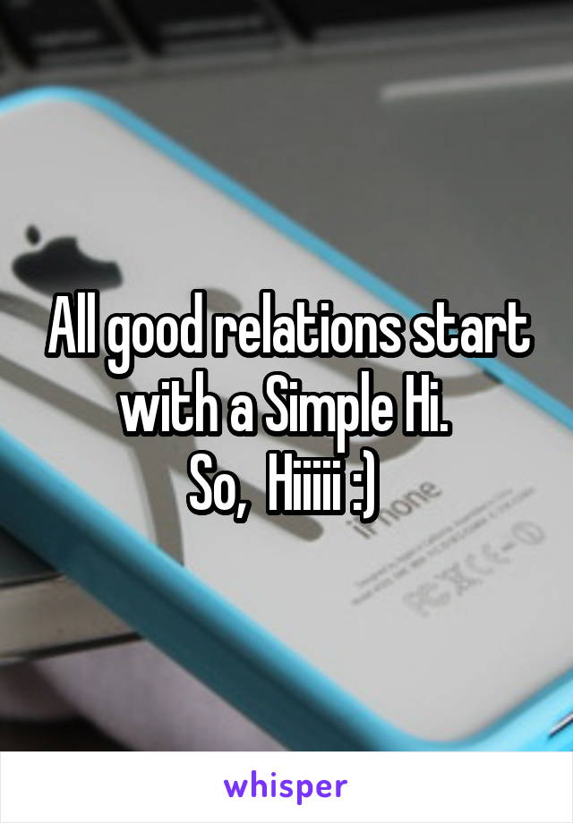 All good relations start with a Simple Hi. 
So,  Hiiiii :) 