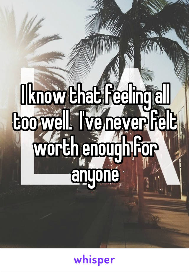 I know that feeling all too well.  I've never felt worth enough for anyone