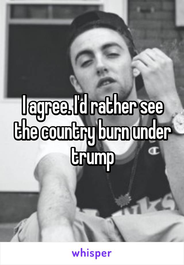 I agree. I'd rather see the country burn under trump