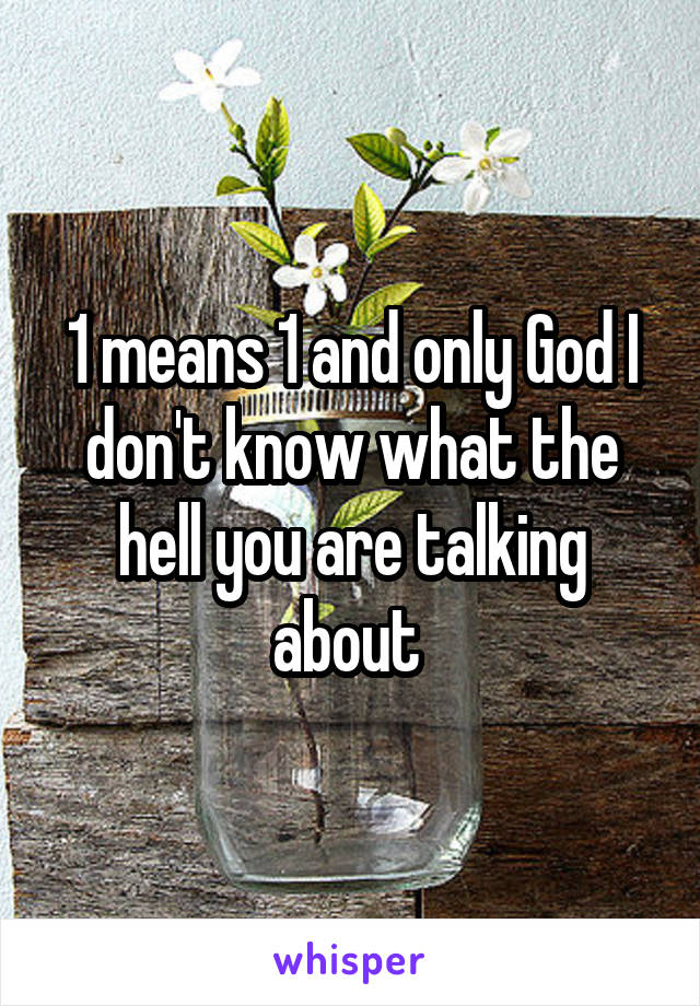 1 means 1 and only God I don't know what the hell you are talking about 