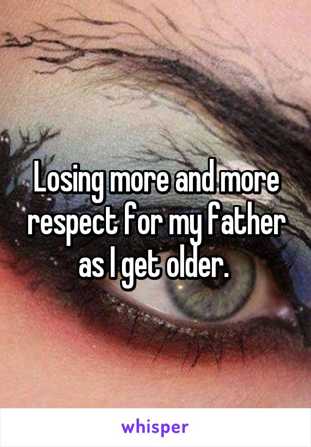 Losing more and more respect for my father as I get older. 