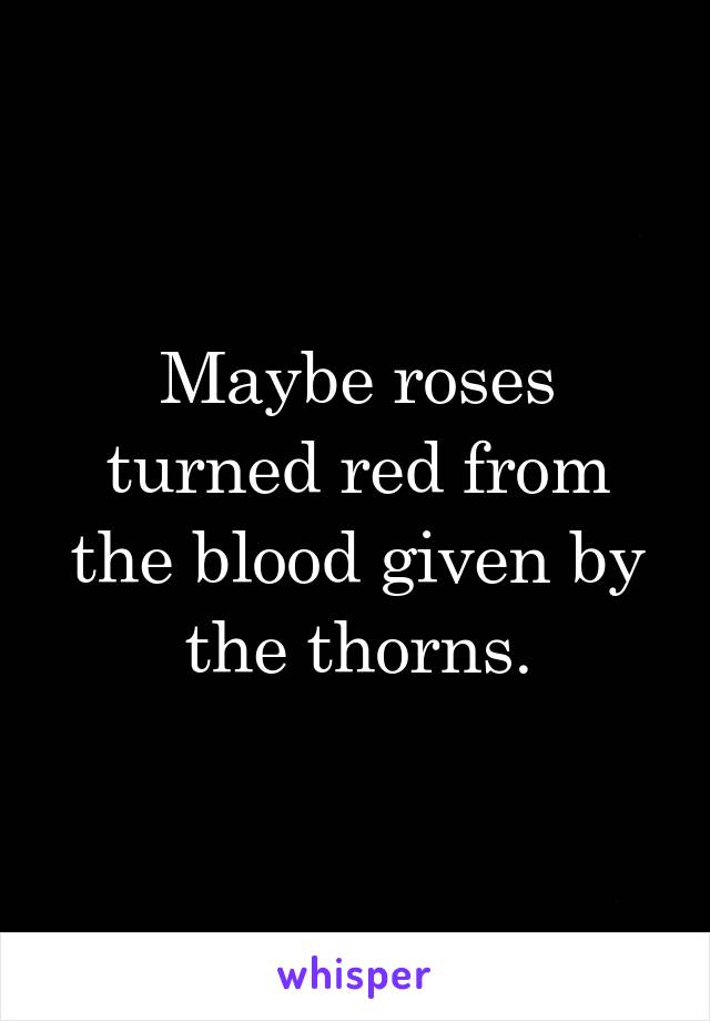 Maybe roses turned red from the blood given by the thorns.