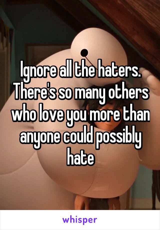 Ignore all the haters. There's so many others who love you more than anyone could possibly hate