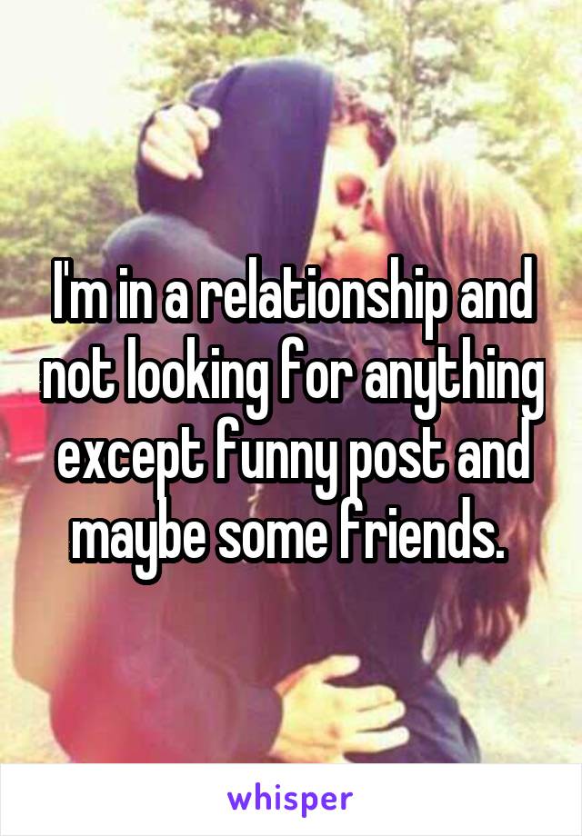 I'm in a relationship and not looking for anything except funny post and maybe some friends. 