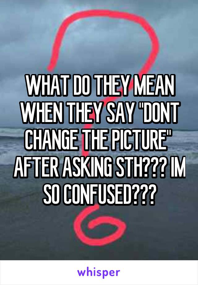 WHAT DO THEY MEAN WHEN THEY SAY "DONT CHANGE THE PICTURE"  AFTER ASKING STH??? IM SO CONFUSED???