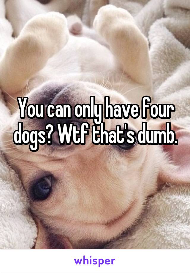You can only have four dogs? Wtf that's dumb. 