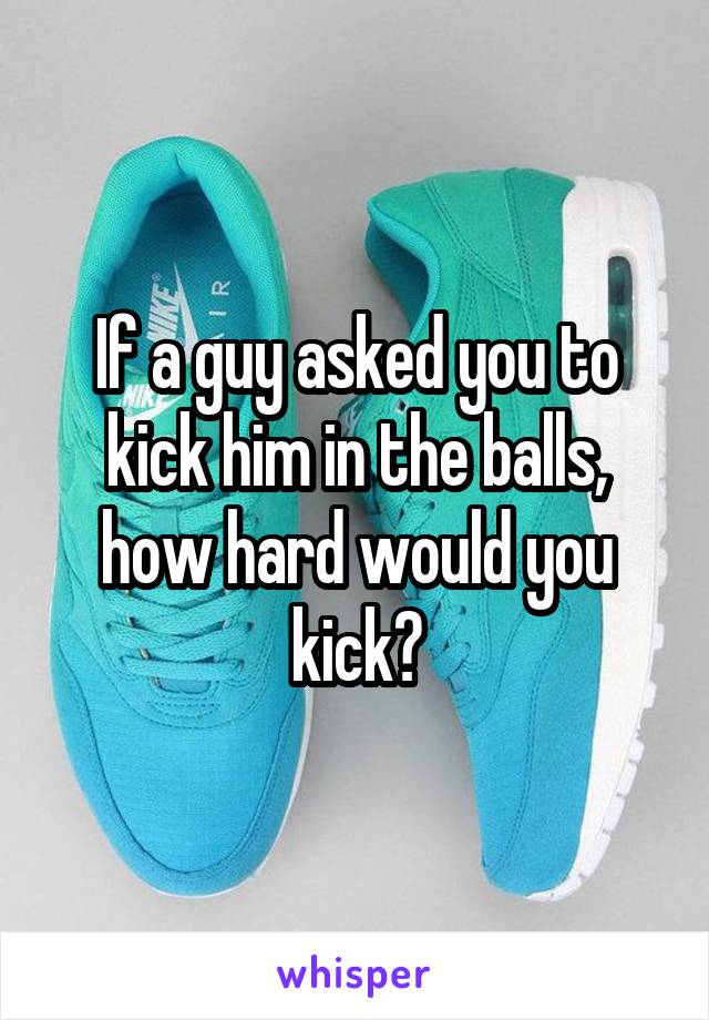 If a guy asked you to kick him in the balls, how hard would you kick?