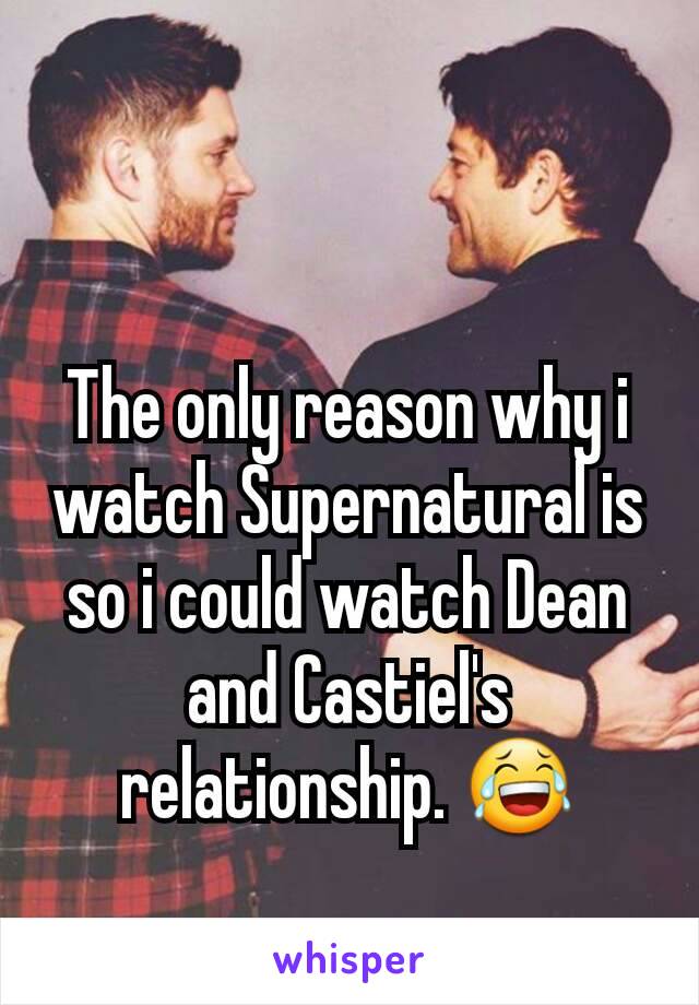 The only reason why i watch Supernatural is so i could watch Dean and Castiel's  relationship. 😂