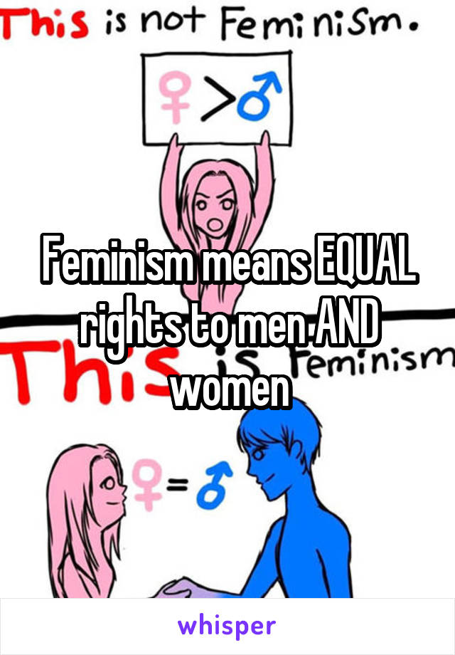 Feminism means EQUAL rights to men AND women