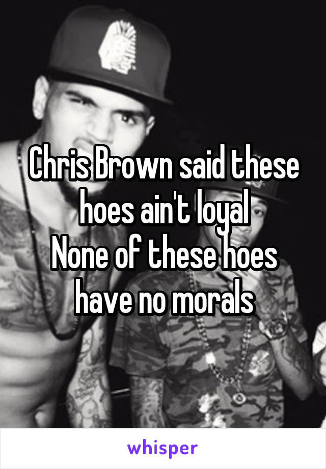 Chris Brown said these hoes ain't loyal
None of these hoes have no morals