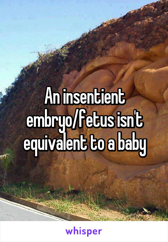 An insentient embryo/fetus isn't equivalent to a baby