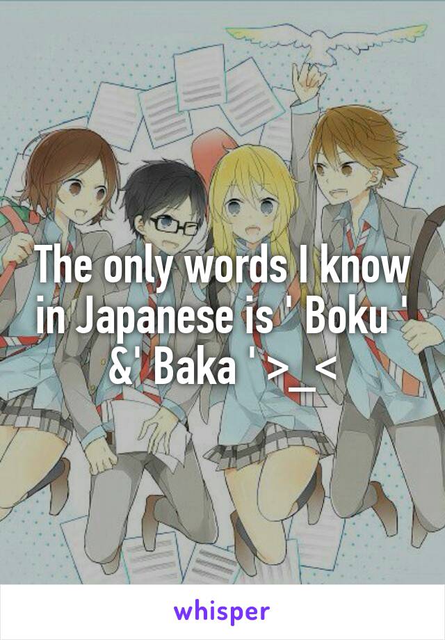 The only words I know in Japanese is ' Boku ' &' Baka ' >_<