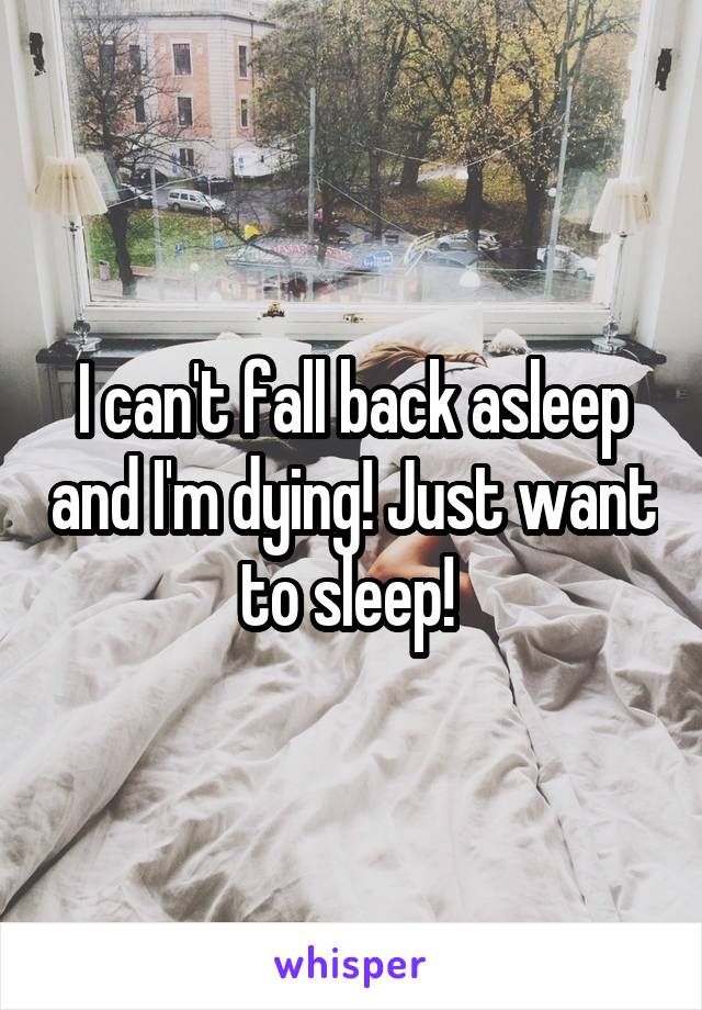 I can't fall back asleep and I'm dying! Just want to sleep! 