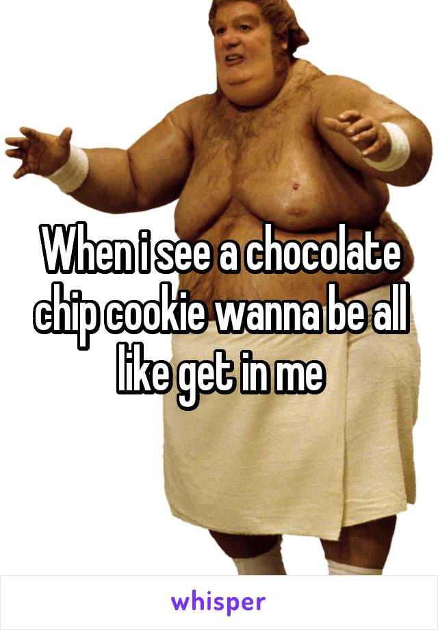 When i see a chocolate chip cookie wanna be all like get in me