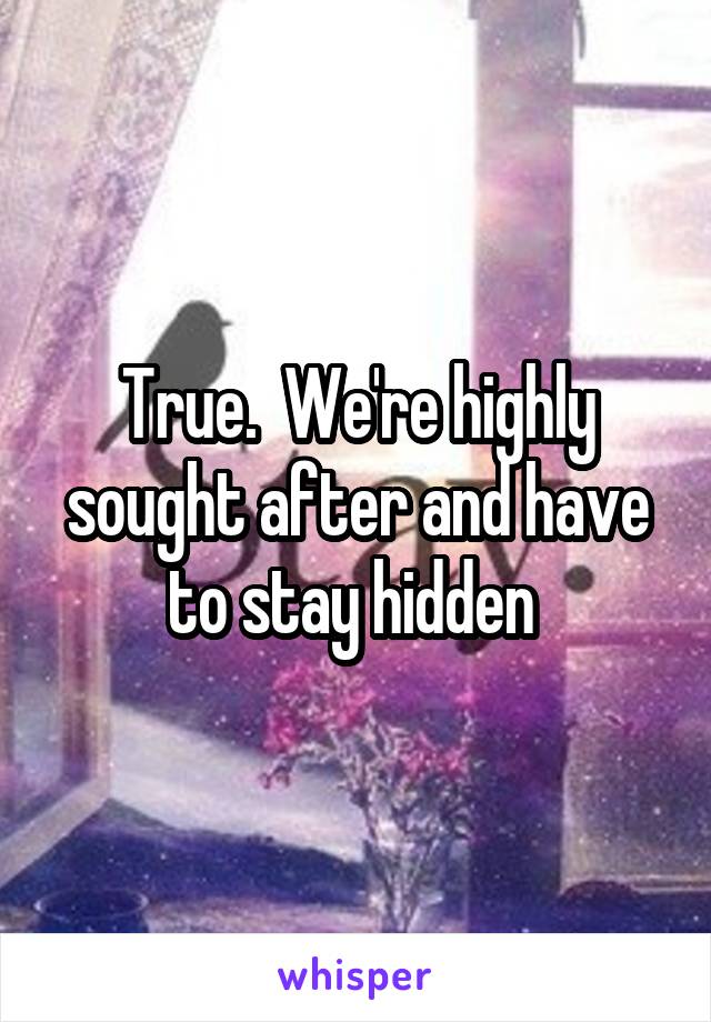 True.  We're highly sought after and have to stay hidden 