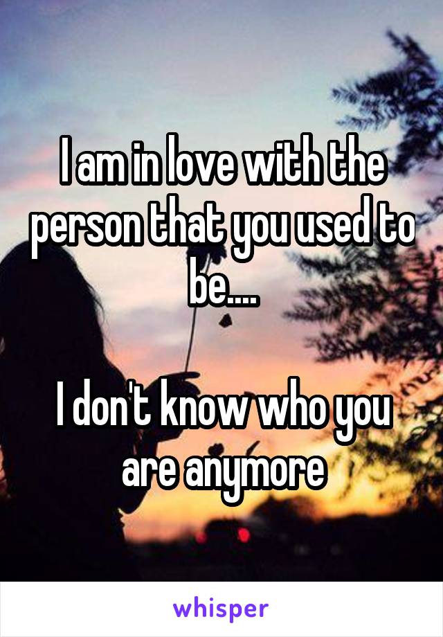 I am in love with the person that you used to be....

I don't know who you are anymore