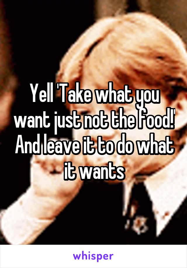 Yell 'Take what you want just not the food!' And leave it to do what it wants