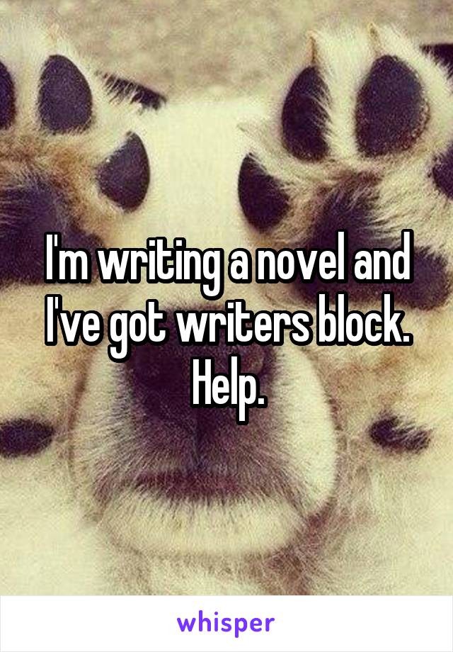 I'm writing a novel and I've got writers block.
Help.