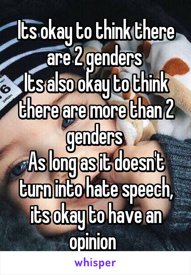 Its okay to think there are 2 genders 
Its also okay to think there are more than 2 genders 
As long as it doesn't turn into hate speech, its okay to have an opinion  