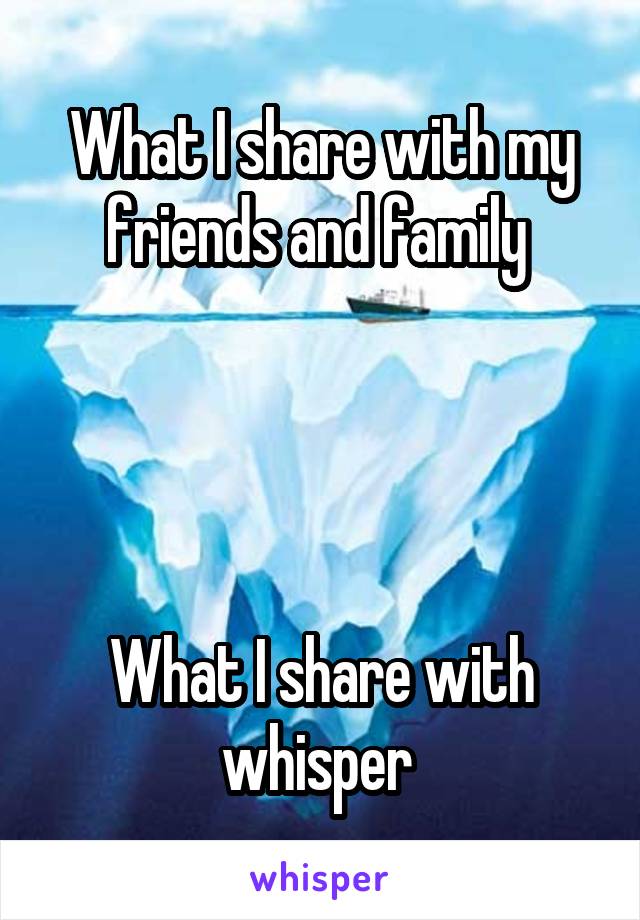 What I share with my friends and family 




What I share with whisper 