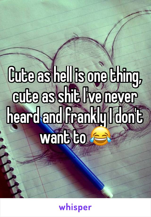 Cute as hell is one thing, cute as shit I've never heard and frankly I don't want to 😂