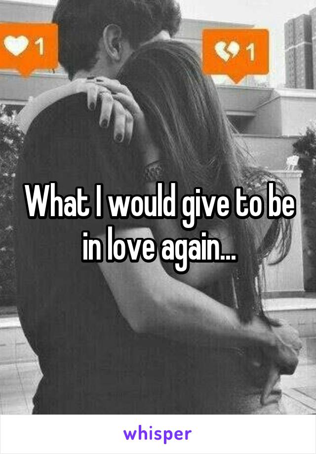 What I would give to be in love again...