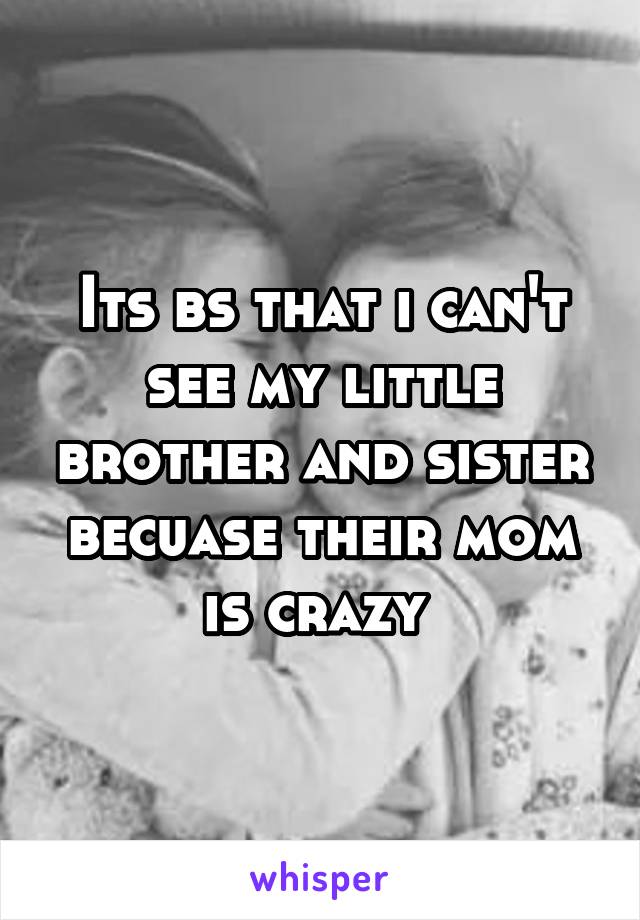 Its bs that i can't see my little brother and sister becuase their mom is crazy 