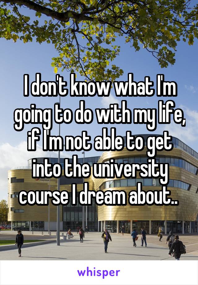 I don't know what I'm going to do with my life, if I'm not able to get into the university course I dream about.. 