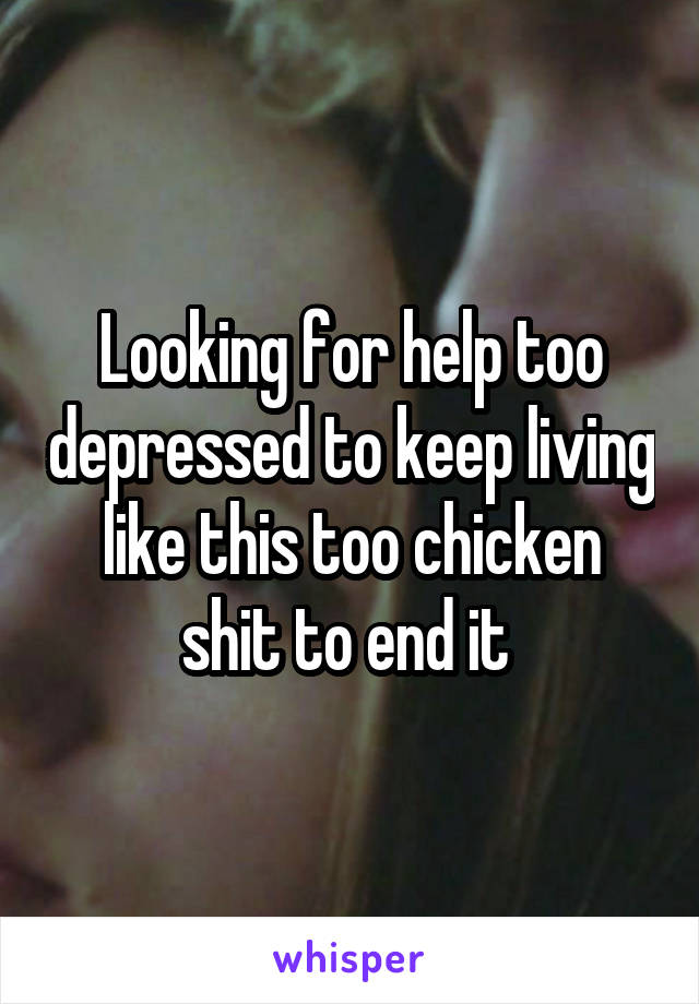 Looking for help too depressed to keep living like this too chicken shit to end it 