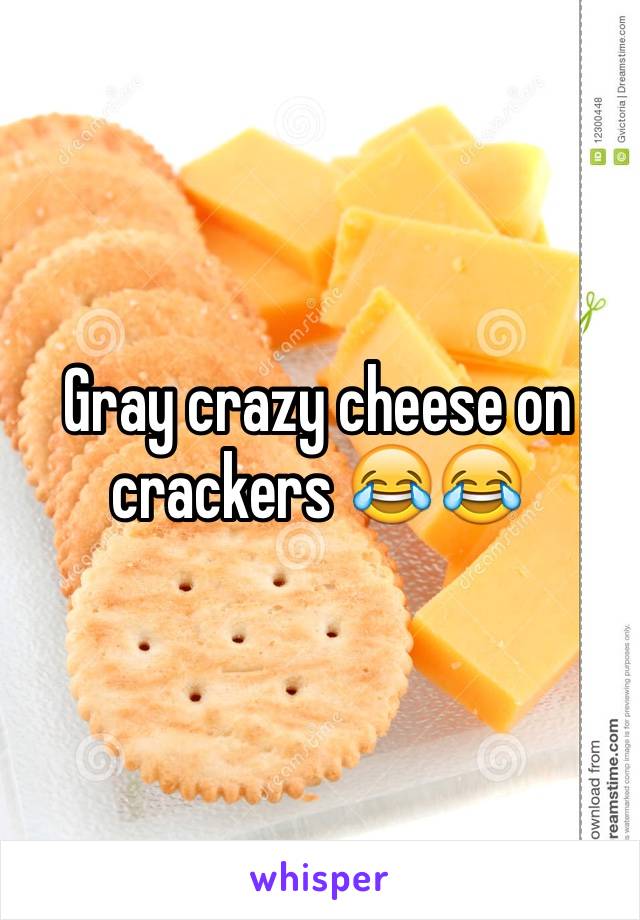 Gray crazy cheese on crackers 😂😂