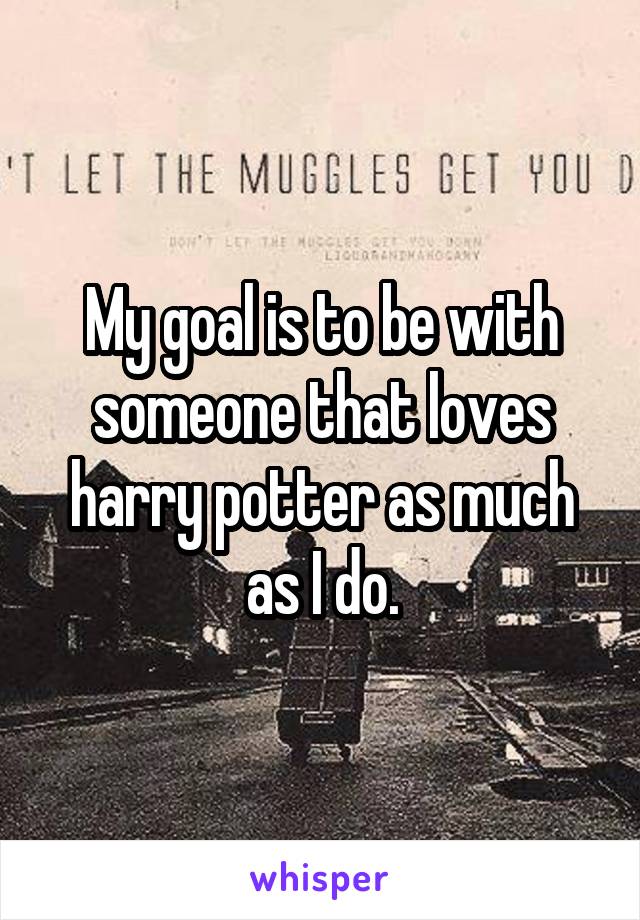 My goal is to be with someone that loves harry potter as much as I do.