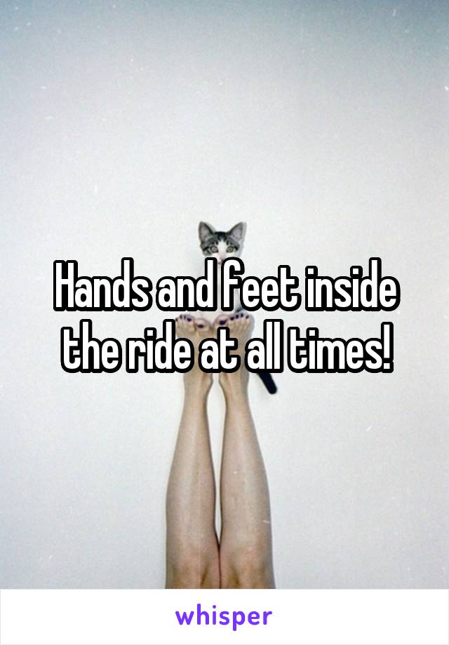 Hands and feet inside the ride at all times!