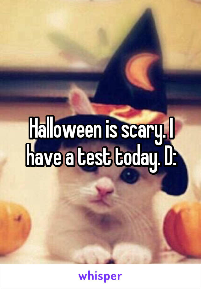 Halloween is scary. I have a test today. D: