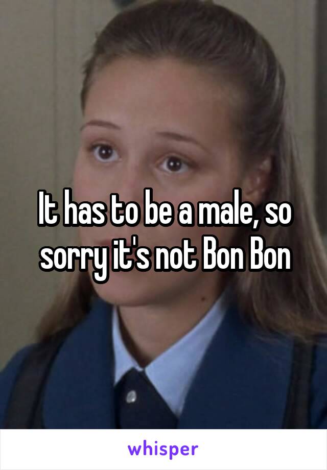 It has to be a male, so sorry it's not Bon Bon