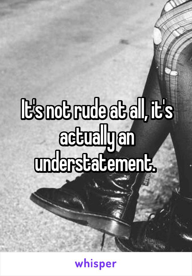 It's not rude at all, it's actually an understatement. 