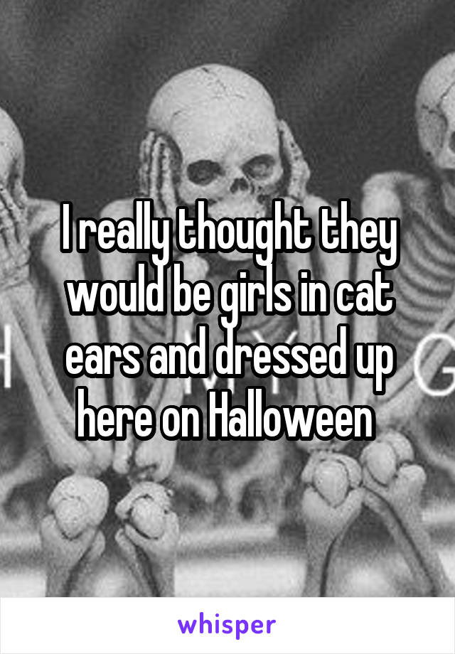 I really thought they would be girls in cat ears and dressed up here on Halloween 