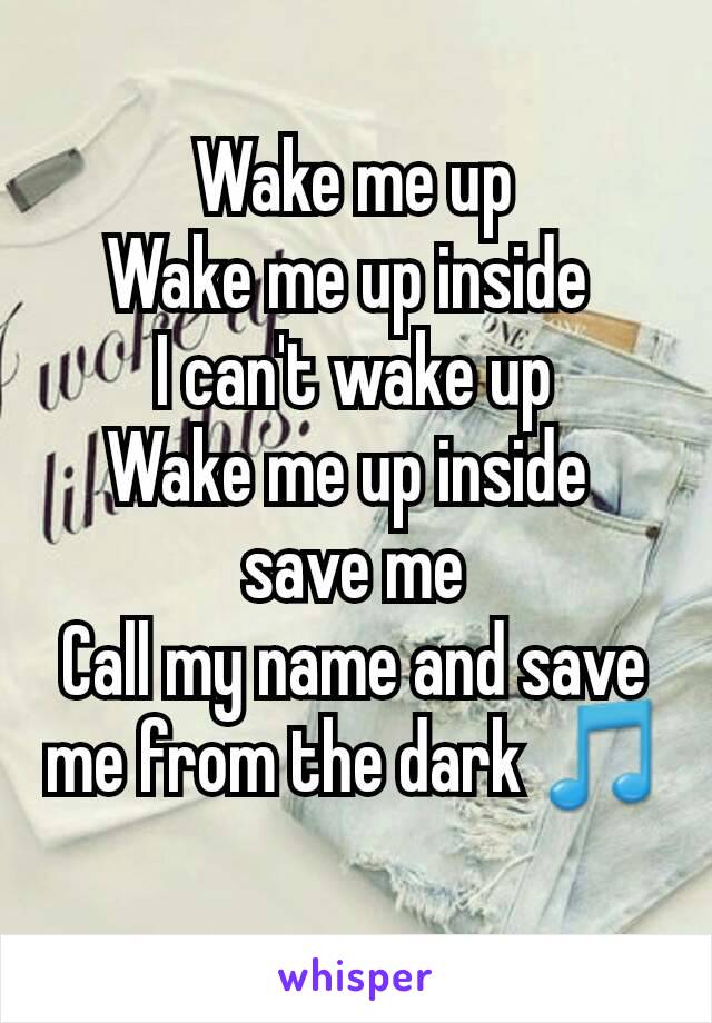 Wake me up
Wake me up inside 
I can't wake up
Wake me up inside 
save me
Call my name and save me from the dark 🎵
