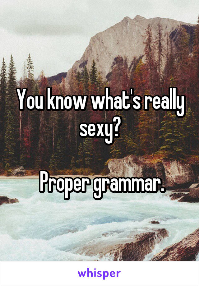 You know what's really sexy?

 Proper grammar.