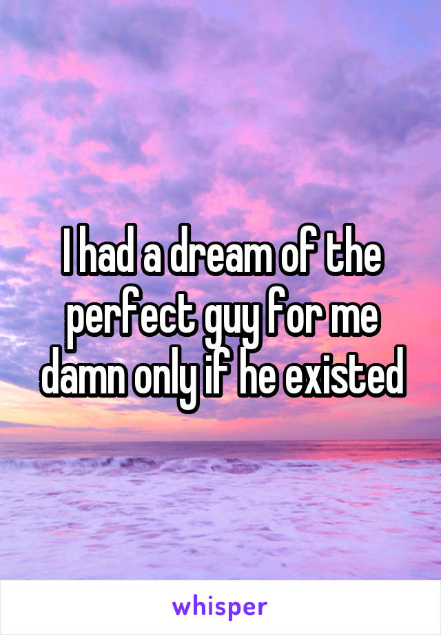 I had a dream of the perfect guy for me damn only if he existed