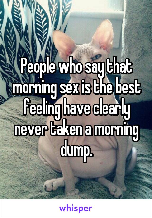 People who say that morning sex is the best feeling have clearly never taken a morning dump.