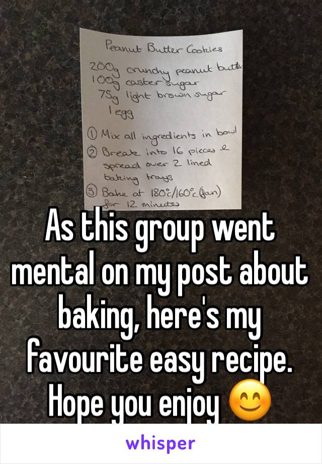 As this group went mental on my post about baking, here's my favourite easy recipe. Hope you enjoy 😊