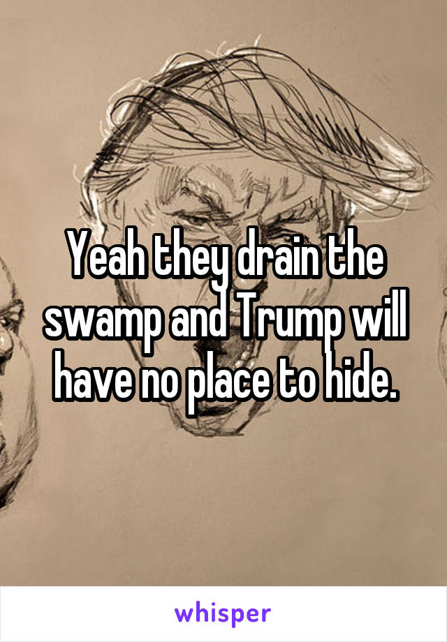 Yeah they drain the swamp and Trump will have no place to hide.