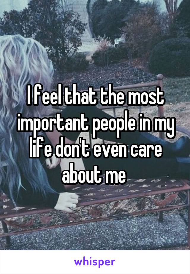 I feel that the most important people in my life don't even care about me 