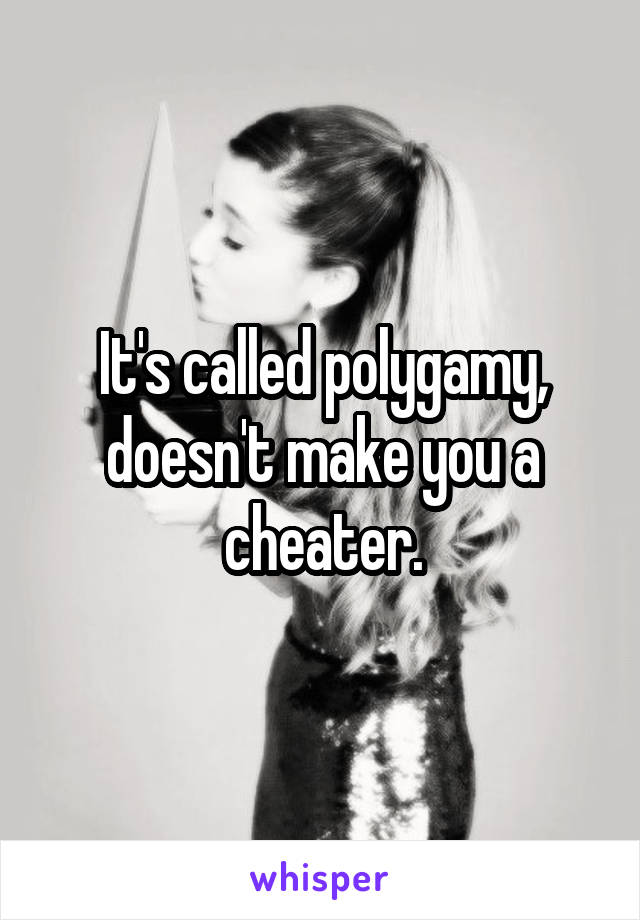 It's called polygamy, doesn't make you a cheater.