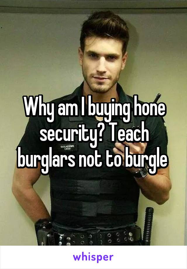 Why am I buying hone security? Teach burglars not to burgle 