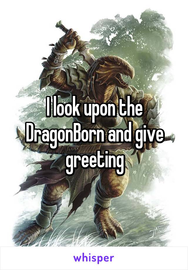 I look upon the DragonBorn and give greeting