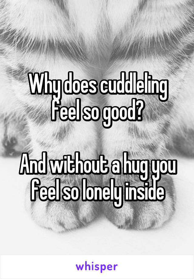 Why does cuddleling feel so good?

And without a hug you feel so lonely inside