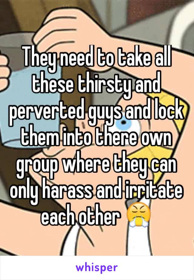 They need to take all these thirsty and perverted guys and lock them into there own group where they can only harass and irritate each other 😤