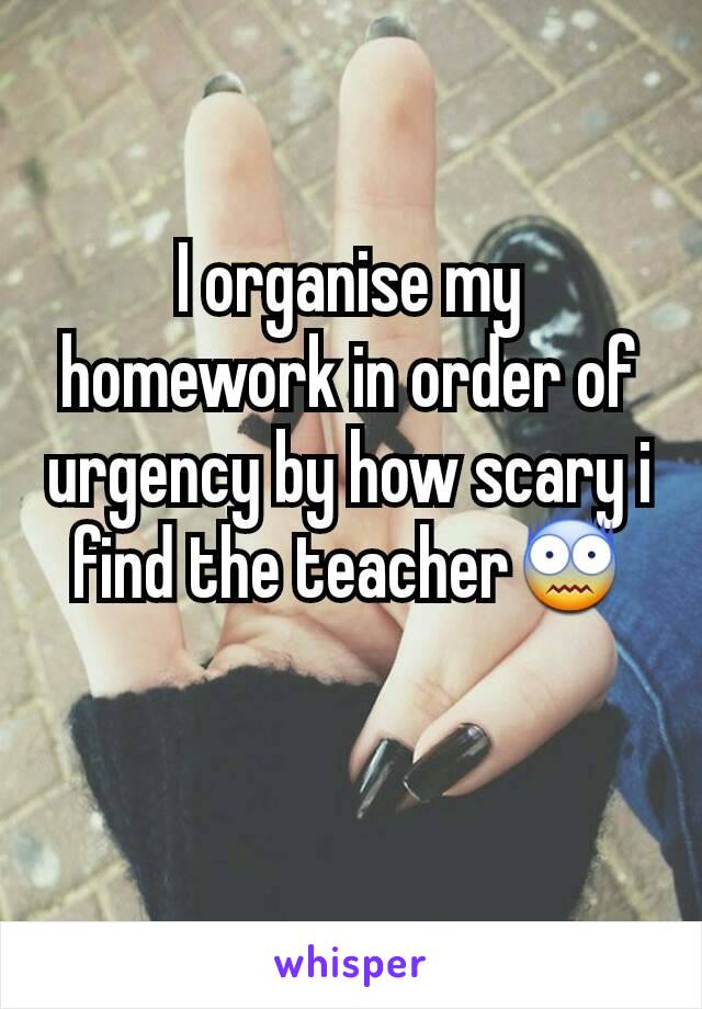 I organise my homework in order of urgency by how scary i find the teacher😨